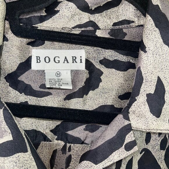 Bogari Vintage Womens Shirt Size M Gray Snake Print Button Down Oversized Fit - Picture 3 of 9